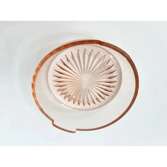 Vintage Pink Depression Glass Starburst Design Jeannette 1930's made Decorative - Picture 8 of 9